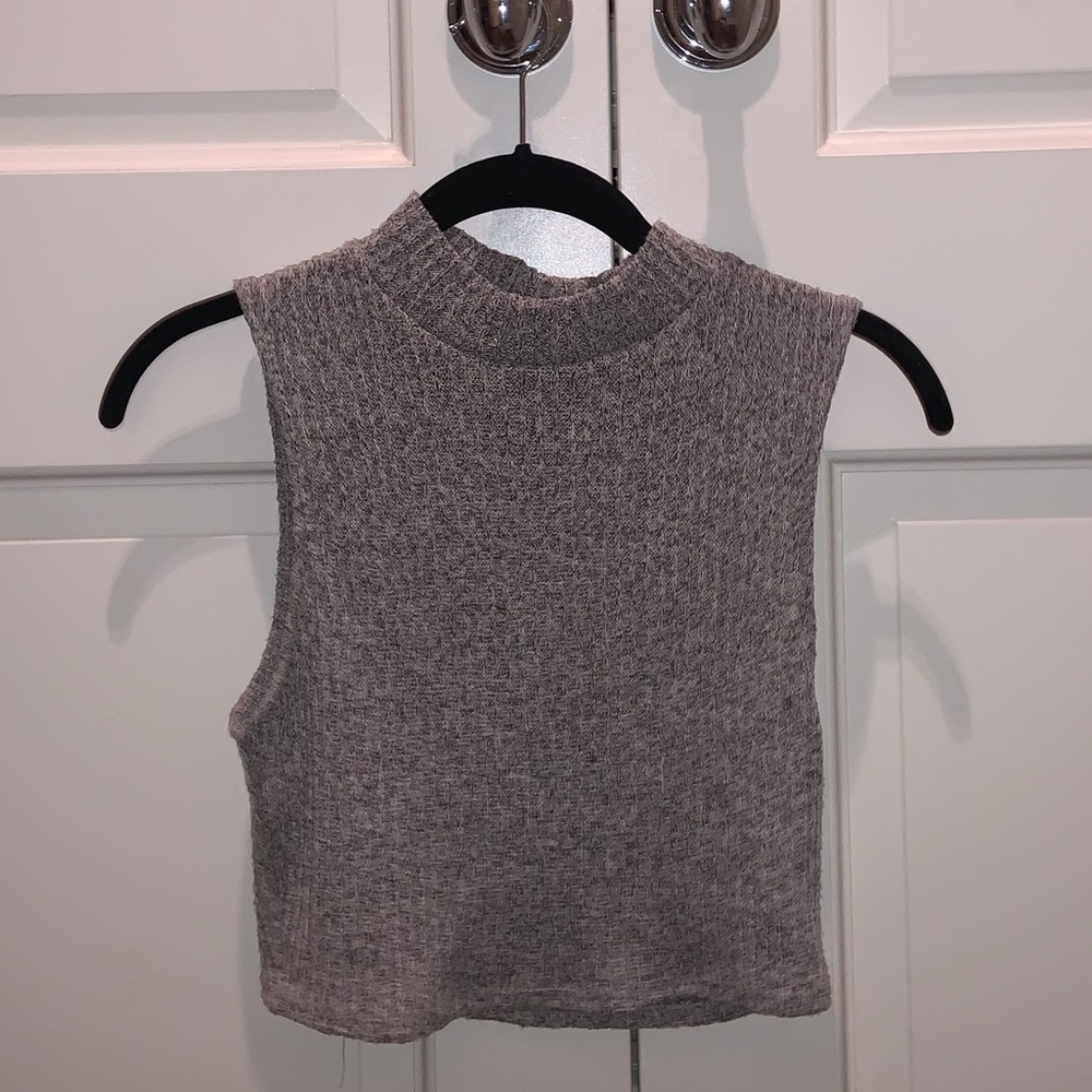 Gray mock neck tank top